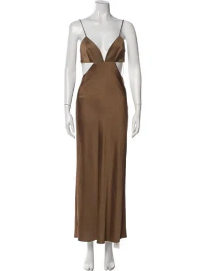 Pre-owned Significant Other V-neck Long Dress In Neutral