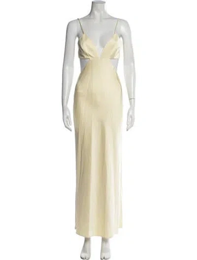 Pre-owned Significant Other V-neck Long Dress In Neutrals