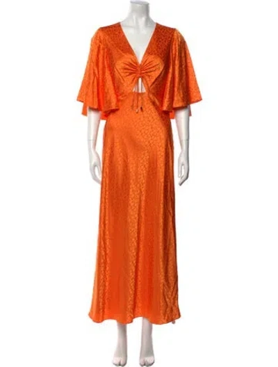 Pre-owned Significant Other V-neck Long Dress In Orange