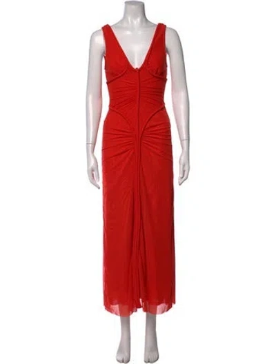 Pre-owned Significant Other V-neck Long Dress In Orange