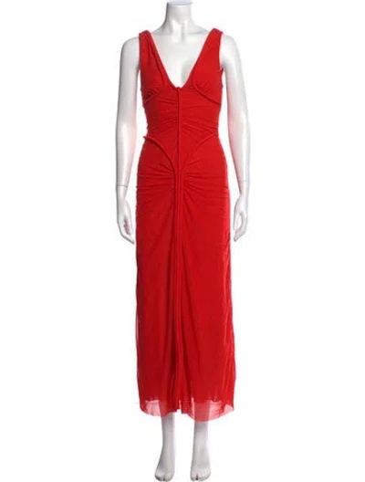 Pre-owned Significant Other V-neck Long Dress In Red