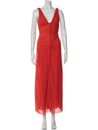 Pre-owned Significant Other V-neck Long Dress In Red