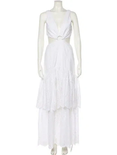 Pre-owned Significant Other V-neck Long Dress In White