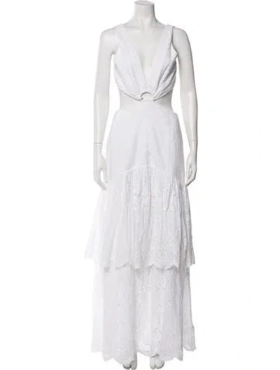 Pre-owned Significant Other V-neck Long Dress In White