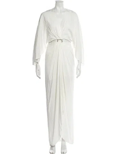 Pre-owned Significant Other V-neck Long Dress In White