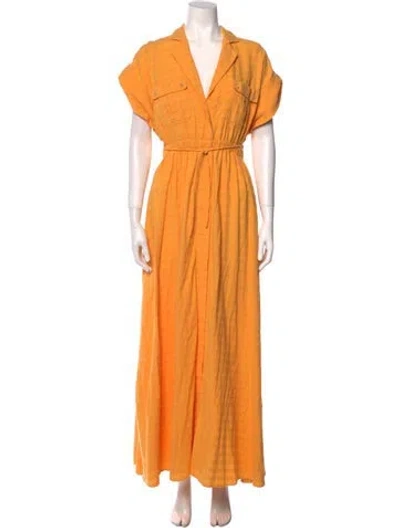 Pre-owned Significant Other V-neck Long Dress In Yellow