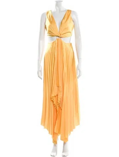 Pre-owned Significant Other V-neck Long Dress In Yellow