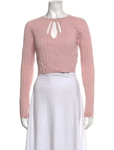 Pre-owned Significant Other V-neck Long Sleeve Crop Top In Pink
