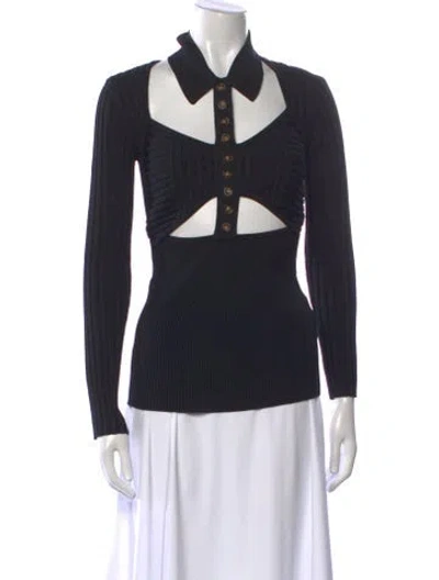 Pre-owned Significant Other V-neck Long Sleeve Top In Black