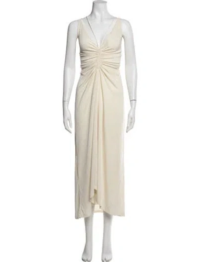Pre-owned Significant Other V-neck Midi Length Dress In Neutrals