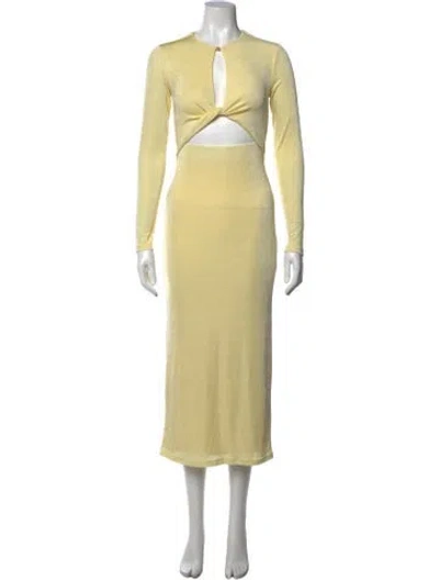 Pre-owned Significant Other V-neck Midi Length Dress In Yellow
