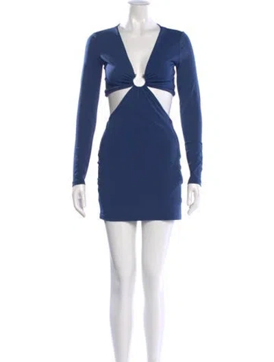Pre-owned Significant Other V-neck Mini Dress In Blue