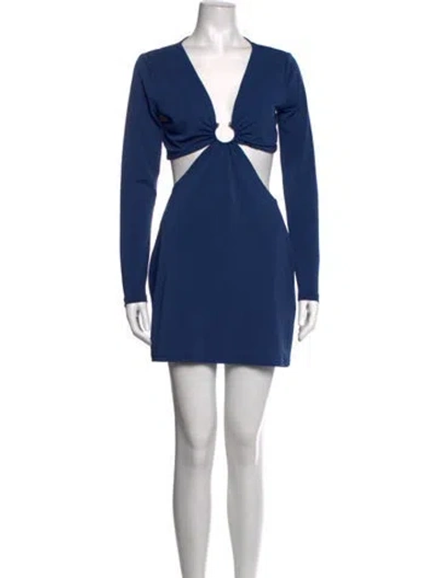 Pre-owned Significant Other V-neck Mini Dress In Blue