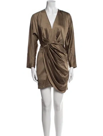 Pre-owned Significant Other V-neck Mini Dress In Brown