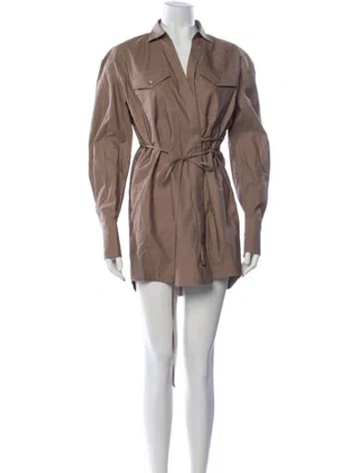 Pre-owned Significant Other V-neck Mini Dress In Brown
