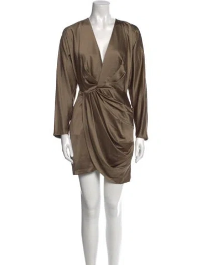 Pre-owned Significant Other V-neck Mini Dress In Green