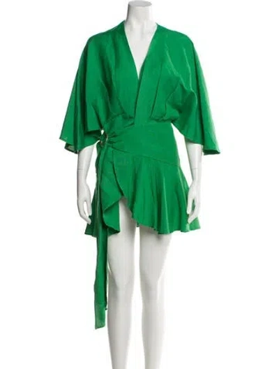 Pre-owned Significant Other V-neck Mini Dress In Green