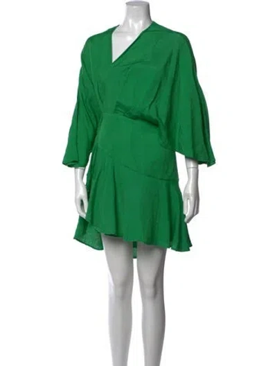Pre-owned Significant Other V-neck Mini Dress In Green