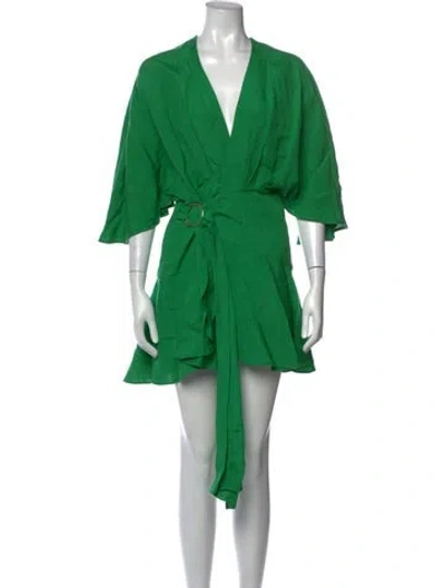 Pre-owned Significant Other V-neck Mini Dress In Green