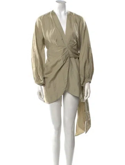 Pre-owned Significant Other V-neck Mini Dress In Neutral