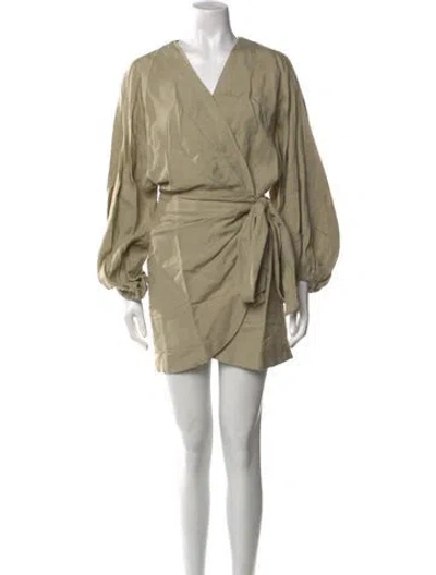 Pre-owned Significant Other V-neck Mini Dress In Neutral