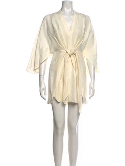 Pre-owned Significant Other V-neck Mini Dress In Neutral