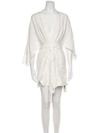 Pre-owned Significant Other V-neck Mini Dress In Neutral