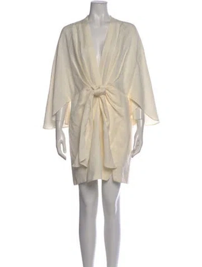 Pre-owned Significant Other V-neck Mini Dress In Neutral