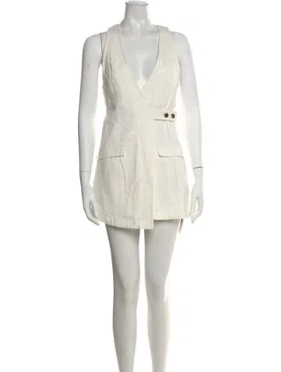 Pre-owned Significant Other V-neck Mini Dress In Neutral