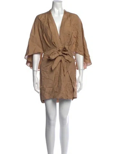 Pre-owned Significant Other V-neck Mini Dress In Neutral