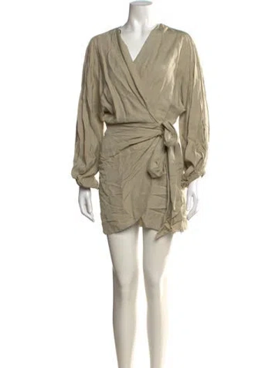 Pre-owned Significant Other V-neck Mini Dress In Neutrals