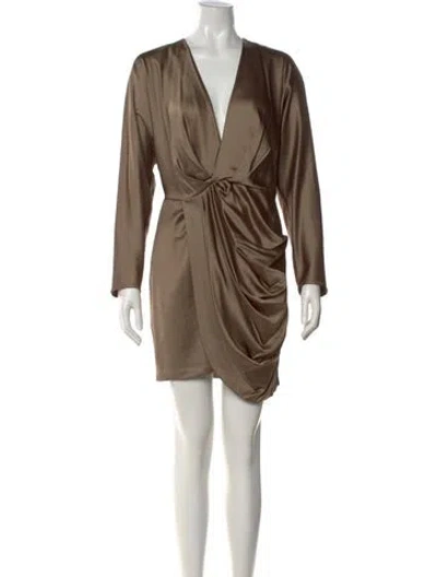 Pre-owned Significant Other V-neck Mini Dress In Neutrals