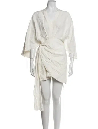 Pre-owned Significant Other V-neck Mini Dress In Neutrals