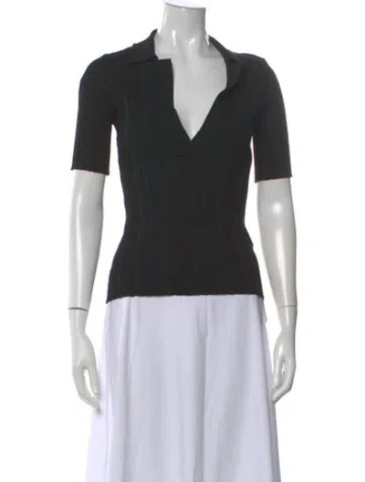 Pre-owned Significant Other V-neck Short Sleeve Polo In Black
