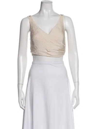 Pre-owned Significant Other V-neck Sleeveless Crop Top In Black