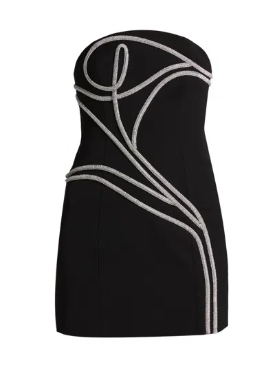Significant Other Abbey Metallic Soutache Strapless Twill Cocktail Minidress In Black
