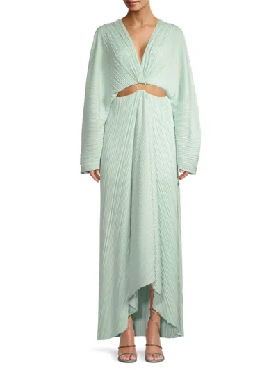 Significant Other Women's Akila Plissé Cut-out Maxi Dress In Honeydew