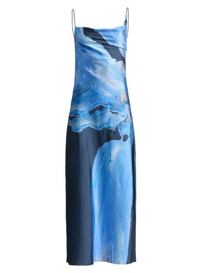Significant Other Alis Satin Maxi Dress In Blue