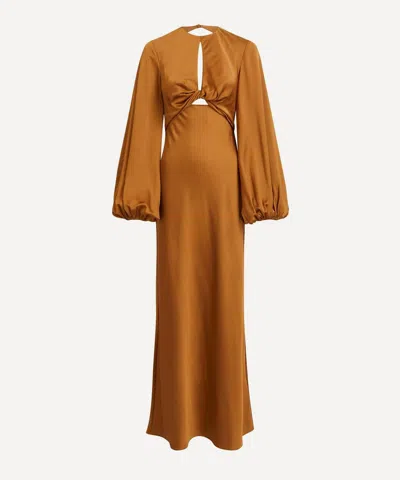 Significant Other Women's Demi Long-sleeve Gold Satin Dress
