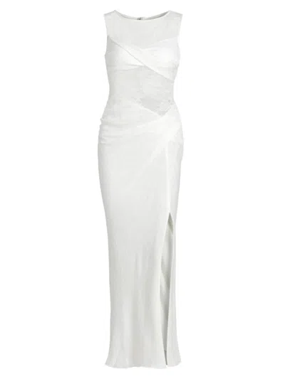 Significant Other Women's Nida Lace Draped Twist-front Maxi Dress In White