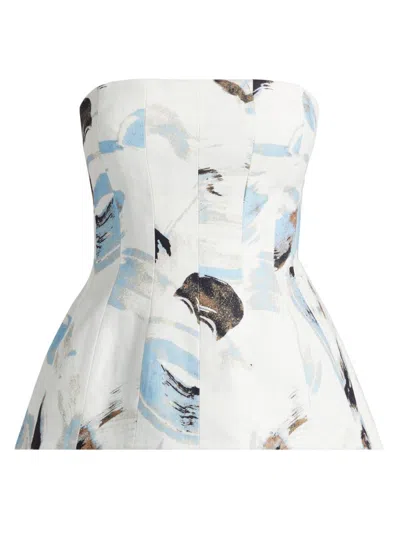 Significant Other Women's Rosalie Abstract Print Cotton Strapless Top In White