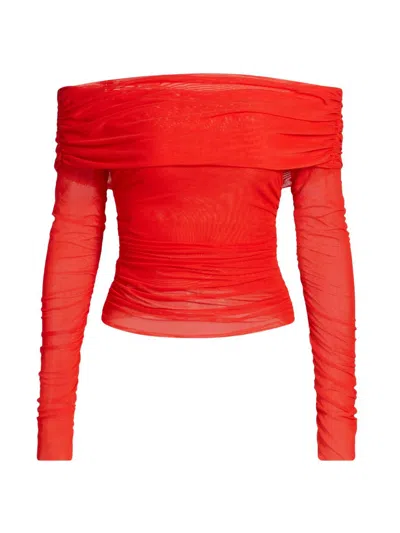 Significant Other Women's Tillie Mesh Off-the-shoulder Top In Red