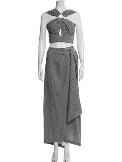 Pre-owned Significant Other Wool Striped Skirt Set In Grey