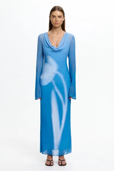 Significant Other Zhavia Long Sleeve Maxi Dress In Blue