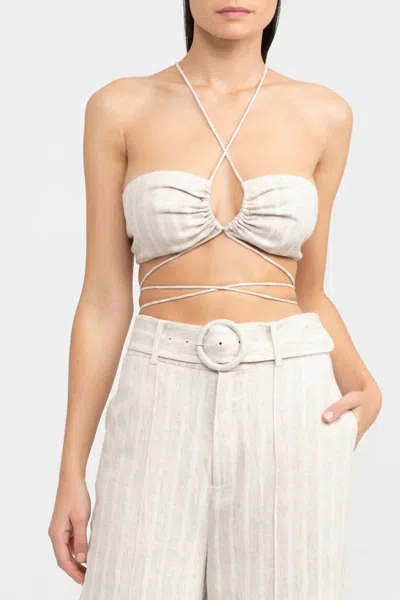 Significant Other Zola Striped Halter Top In Natural In White