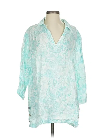 Pre-owned Sigrid Olsen 3/4 Sleeve Blouse In Blue