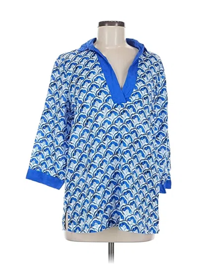 Pre-owned Sigrid Olsen 3/4 Sleeve Blouse In Blue
