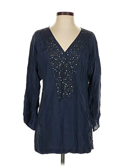 Pre-owned Sigrid Olsen 3/4 Sleeve Blouse In Blue