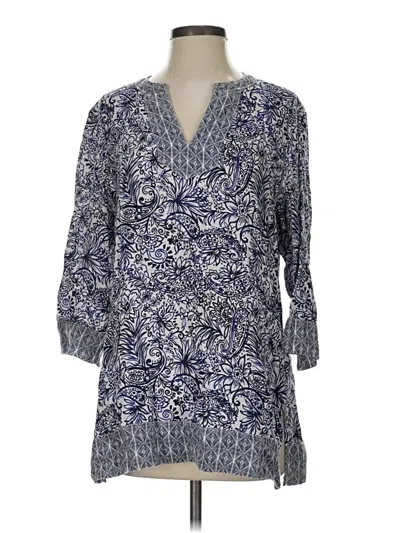 Pre-owned Sigrid Olsen 3/4 Sleeve Blouse In Blue