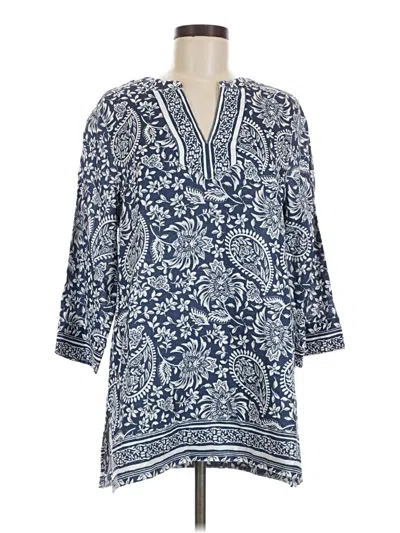 Pre-owned Sigrid Olsen 3/4 Sleeve Blouse In Blue